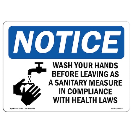 Signmission OSHA Sign, Wash Your Hands Before Leaving In, 5in X 3.5in Decal, 3.5" W, 5" L, Landscape OS-NS-D-35-L-16865